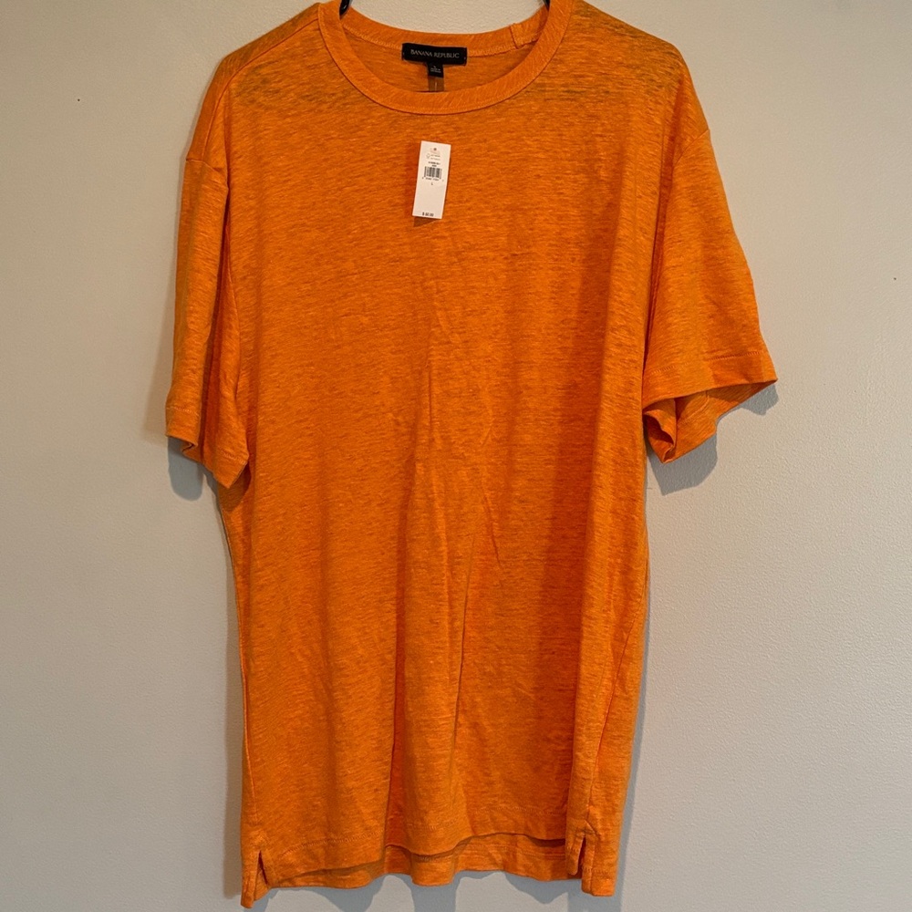 Banana Republic Orange Heather Short Sleeve Crew Tee Linen
